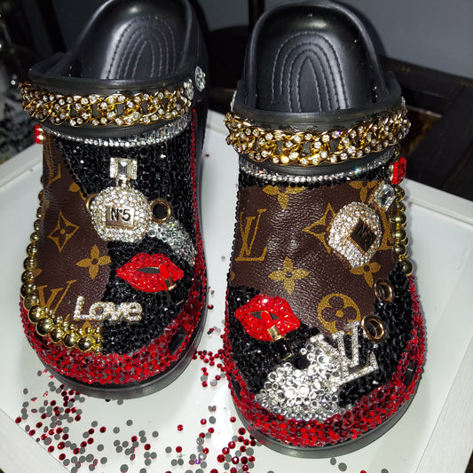 Blinged Sexy Clog Heel Slippers